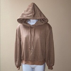 Current Air Anthropologie Tan Gold Shimmer Hooded Sweatshirt Women’s Size XS